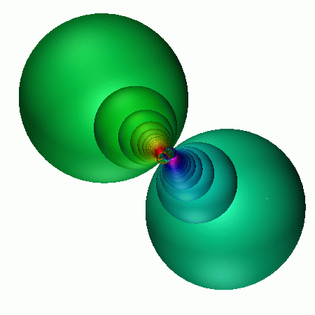 fundamental domain from outside hyperbolic space of group generated by element with trace .05+.05i